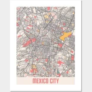 Mexico City - Mexico Chalk City Map Posters and Art